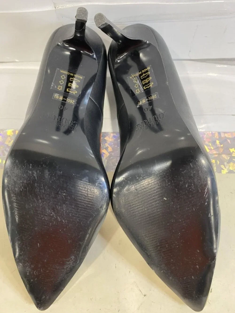 Versace Couture Scarlett Black Leather Gold Cap Toe Pumps Heels Size 40